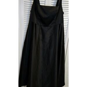 Black Satiny Formal Black Dress Maxi Plus Size 22 Full Skirt Sleeveless Pockets